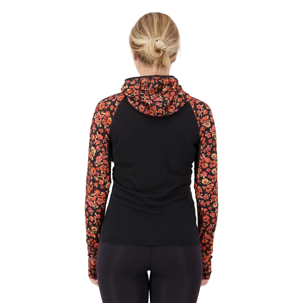 Bella Merino Long Sleeve Hood - Ditzy Camo/Black