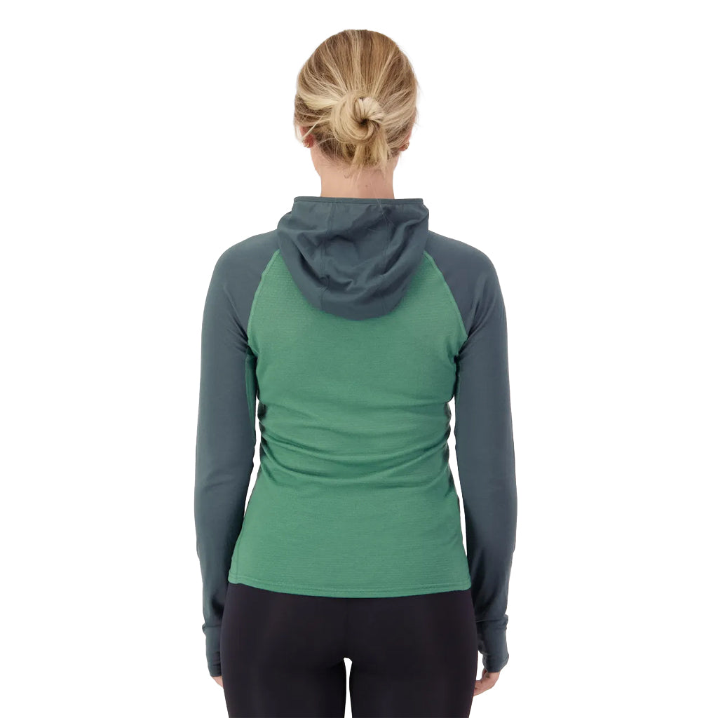 Bella Merino Long Sleeve Hood - Deep Jade/Dark Cypress