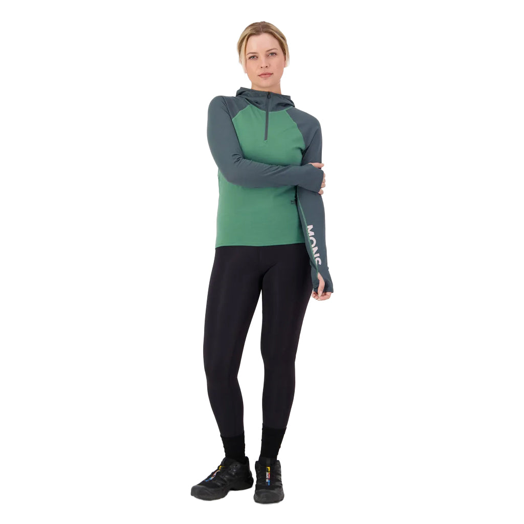 Bella Merino Long Sleeve Hood - Deep Jade/Dark Cypress