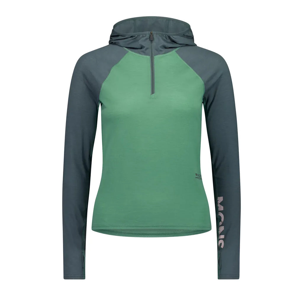 Bella Merino Long Sleeve Hood - Deep Jade/Dark Cypress