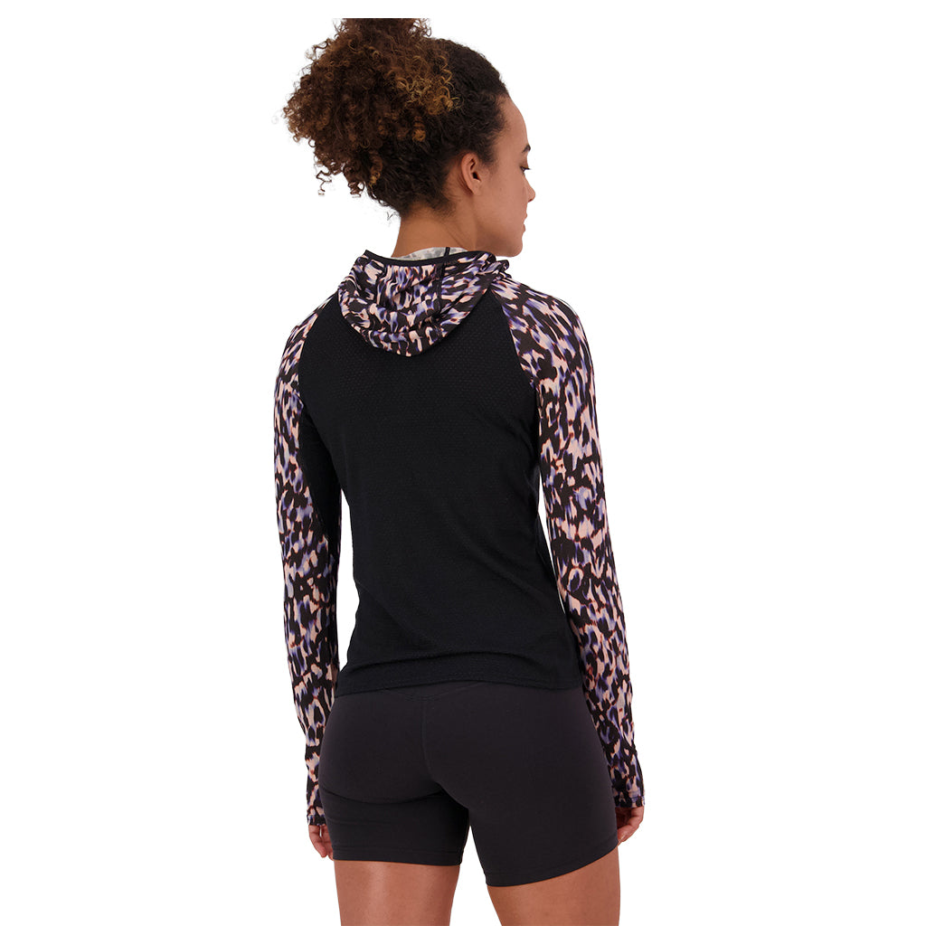 Bella Merino Long Sleeve Hood - Rock Leopard/Black