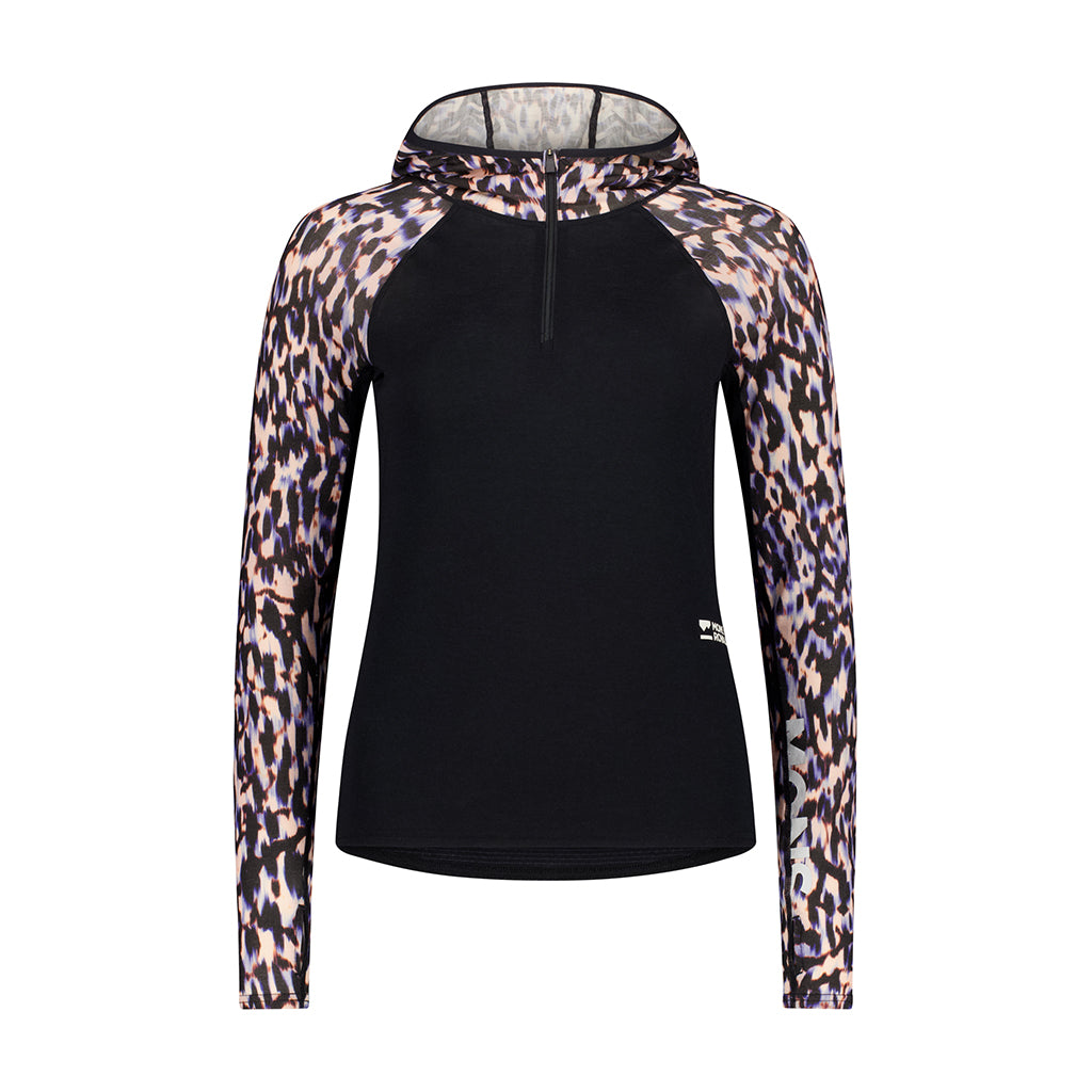 Bella Merino Long Sleeve Hood - Rock Leopard/Black