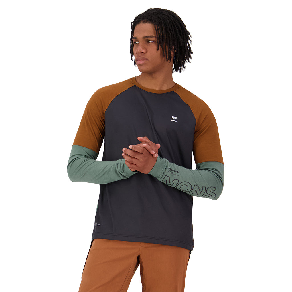 Tarn Merino Bike Wind Jersey - Cypress/Caramel/Black