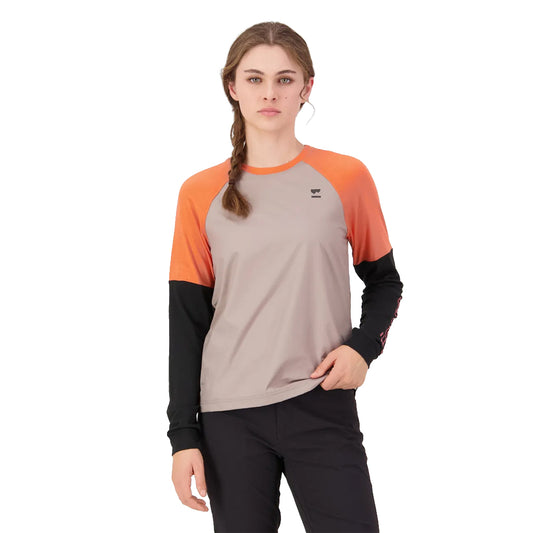 Tarn Merino Bike Wind Jersey - Cinder/Sun Orange/Black