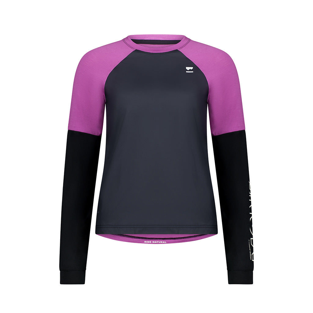 Tarn Merino Bike Wind Jersey - Purple Bolt / Black