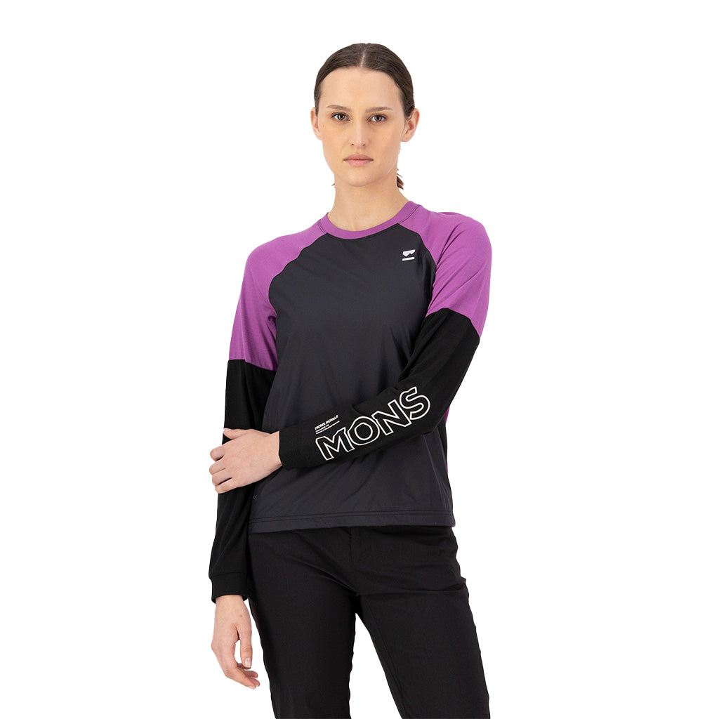 Tarn Merino Bike Wind Jersey - Purple Bolt / Black
