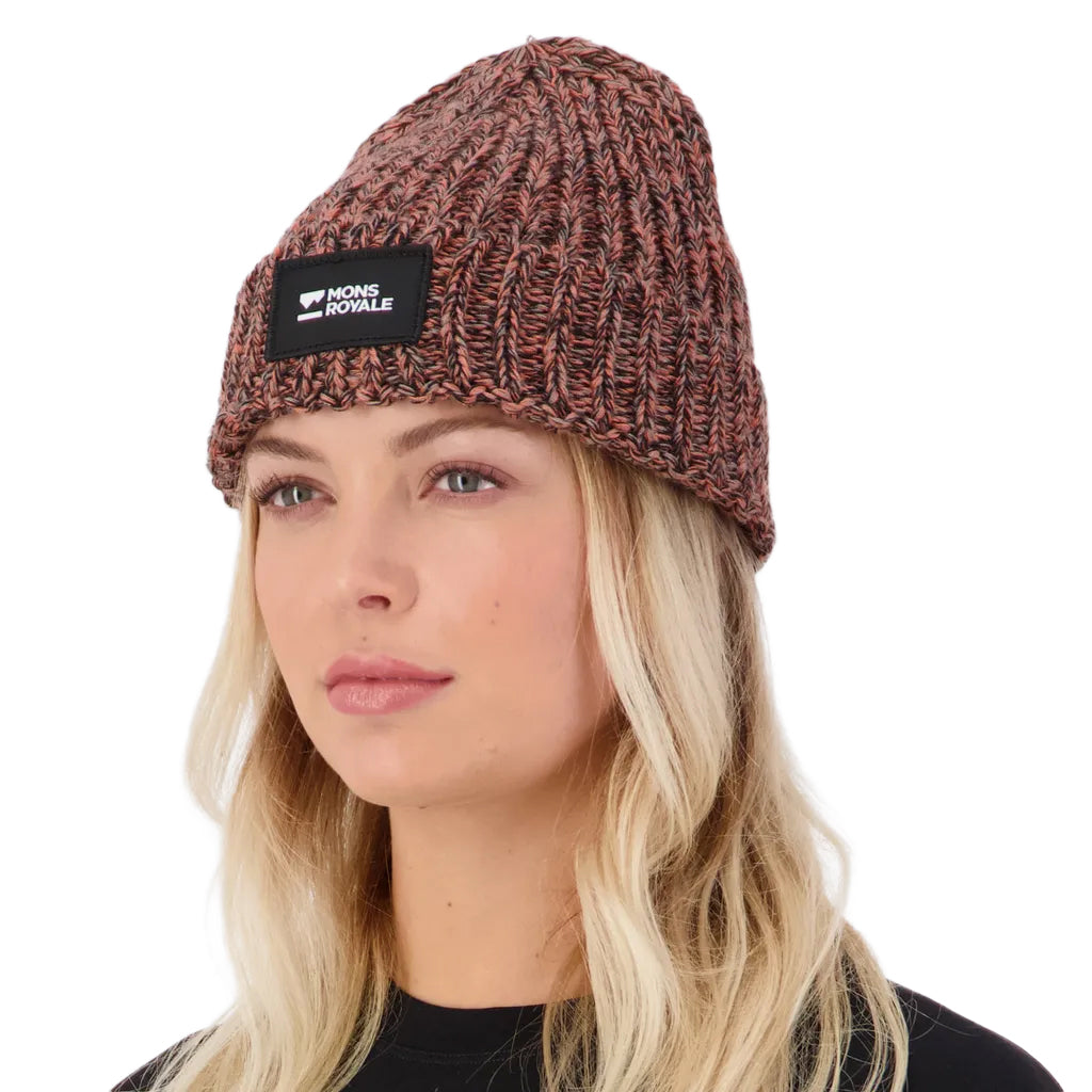 Triple Treat Merino Beanie - Cinder/Sun Orange/Black