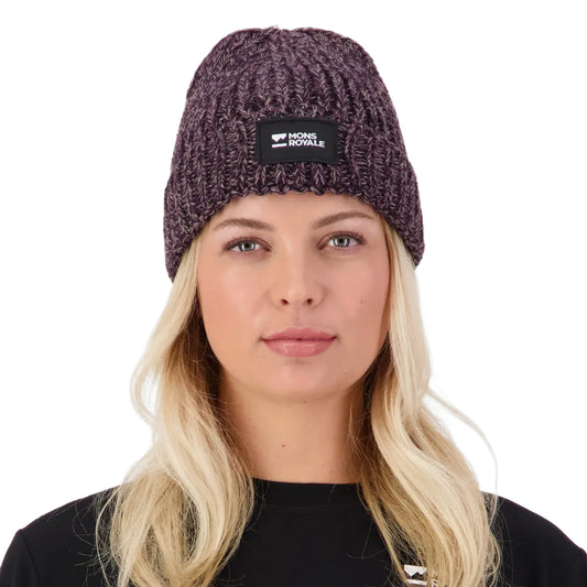 Triple Treat Merino Beanie - Cinder/Fig/Black