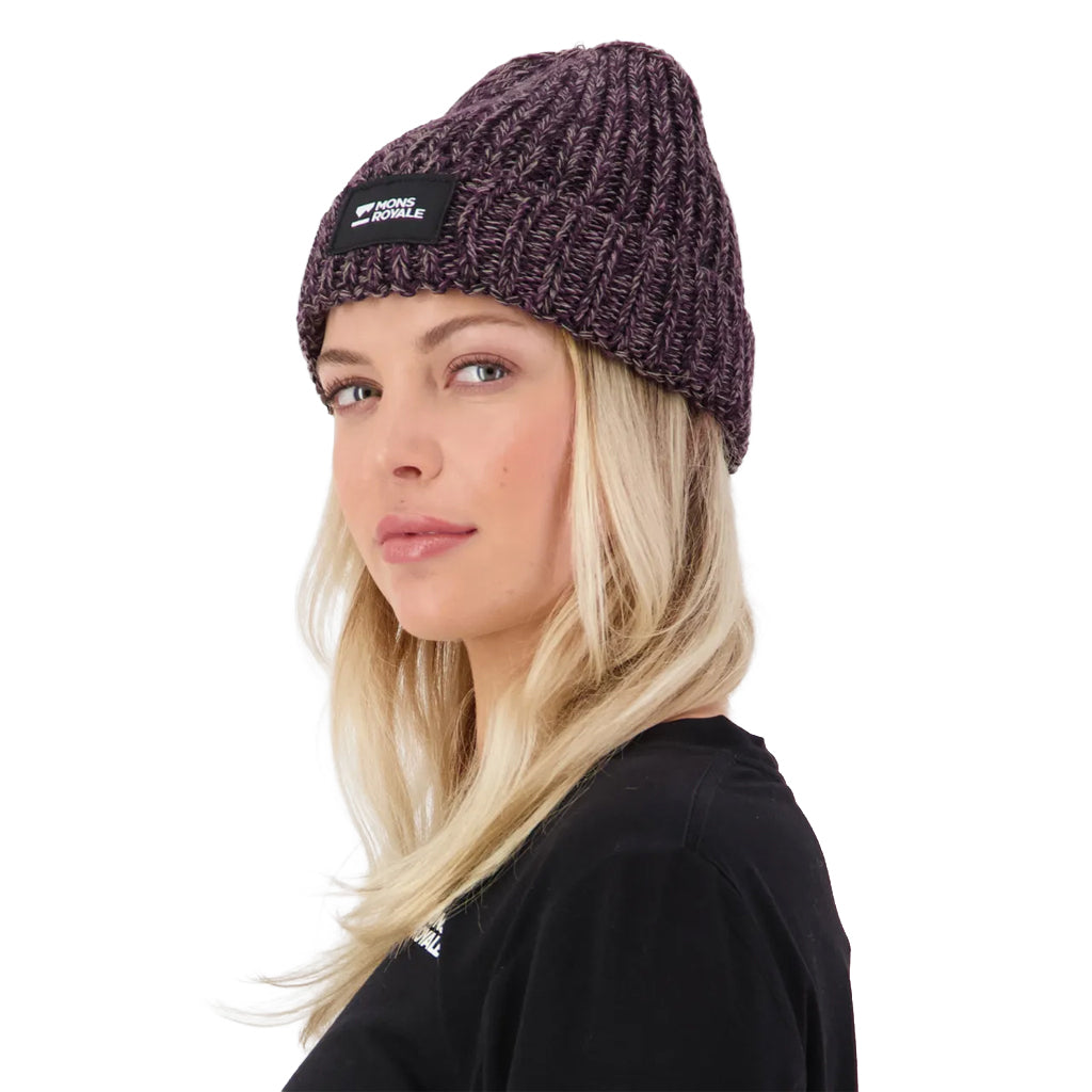 Triple Treat Merino Beanie - Cinder/Fig/Black