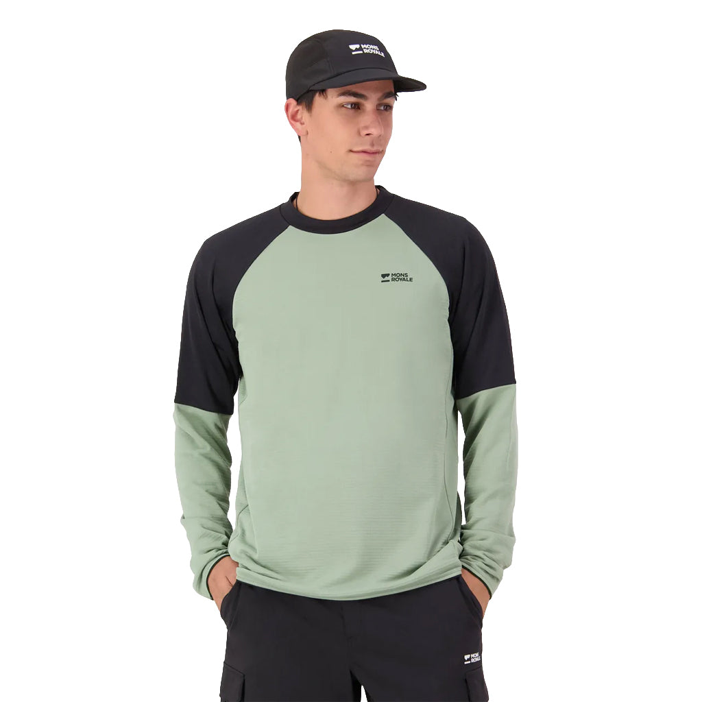 Quad Merino Fleece Pullover - Willow/Black