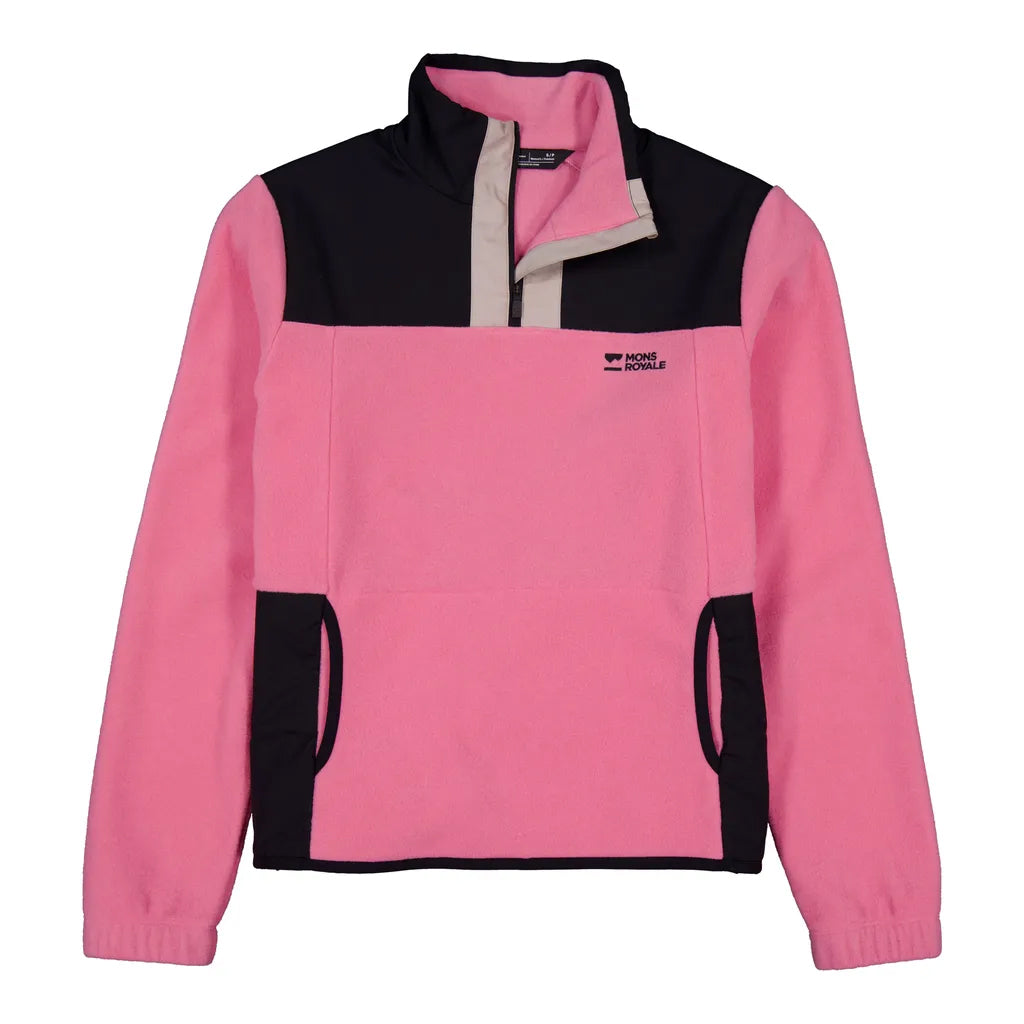Pileup Wool Fleece ¼ Zip - Flamingo