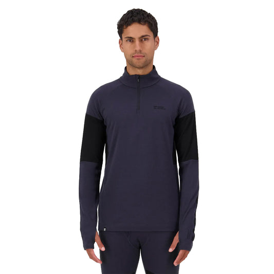 Olympus Merino Base Layer 1/4 Zip Long Sleeve - 9 Iron/Black