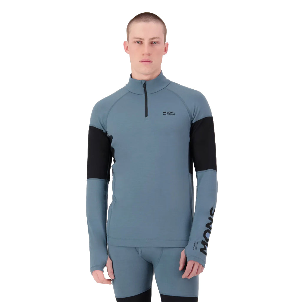 Olympus Merino Base Layer 1/4 Zip Long Sleeve - Goblin Blue/Black