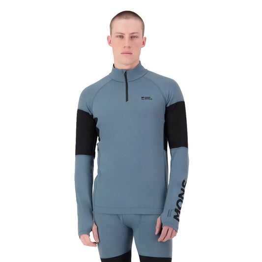 Olympus Merino Base Layer 1/4 Zip Long Sleeve - Goblin Blue/Black