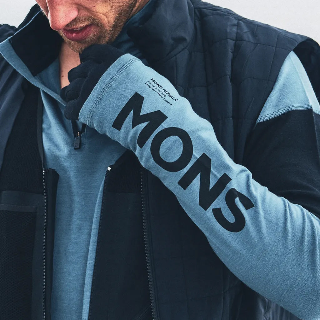 Olympus Merino Base Layer 1/4 Zip Long Sleeve - Goblin Blue/Black