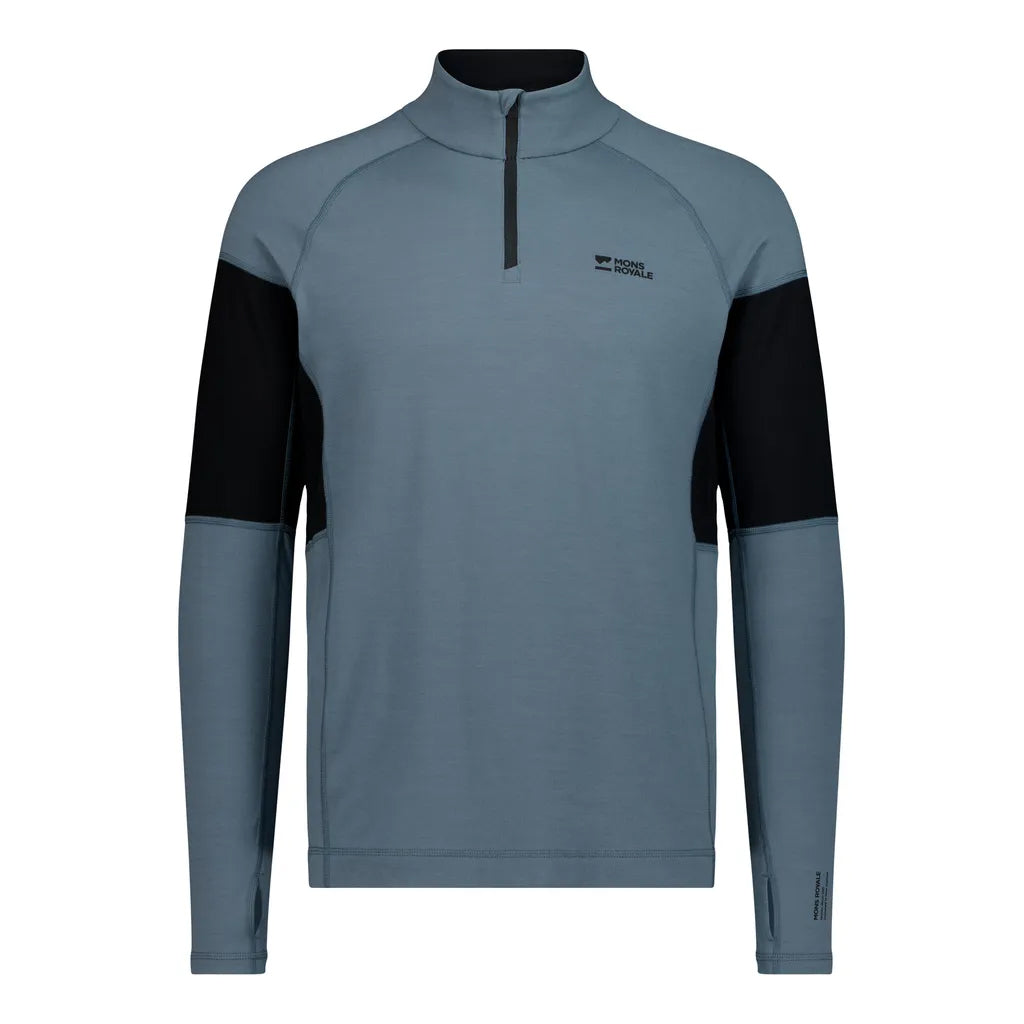 Olympus Merino Base Layer 1/4 Zip Long Sleeve - Goblin Blue/Black