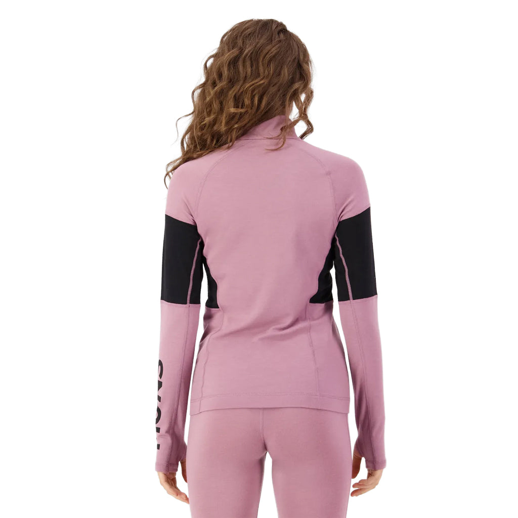 Olympus Merino Base Layer 1/4 Zip Long Sleeve - Sierra Pink/Black
