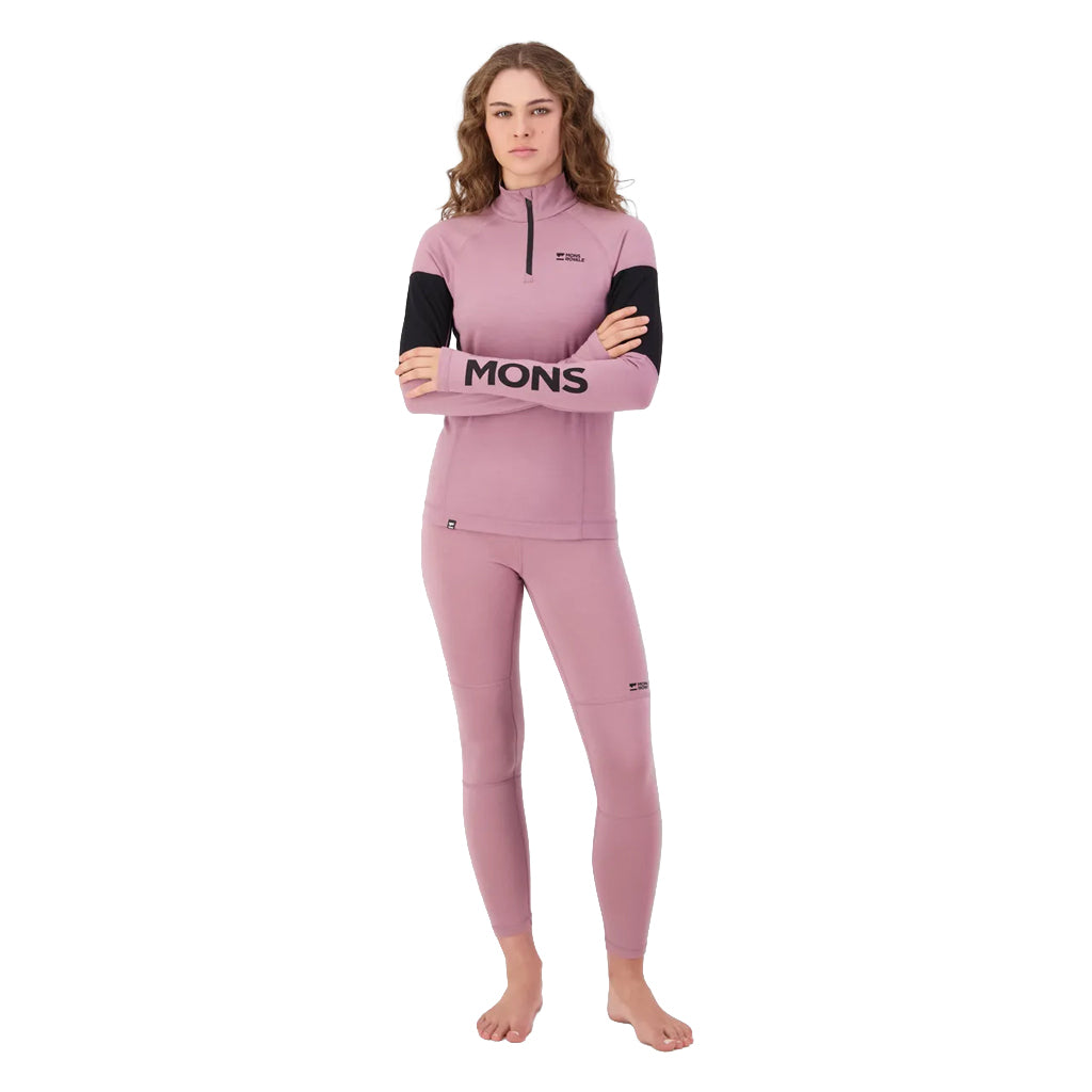 Olympus Merino Base Layer 1/4 Zip Long Sleeve - Sierra Pink/Black