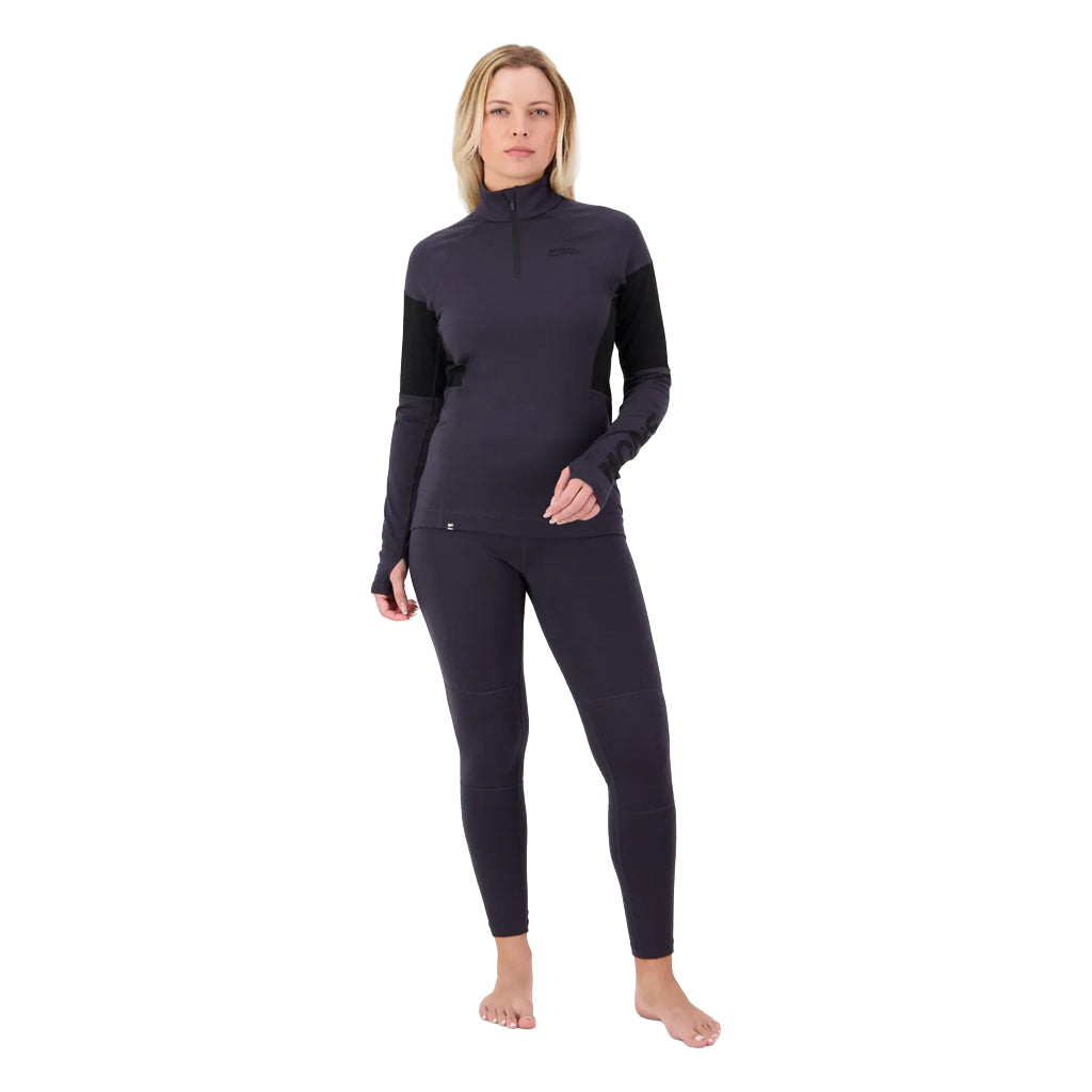 Olympus Merino Base Layer 1/4 Zip Long Sleeve - 9 Iron/Black