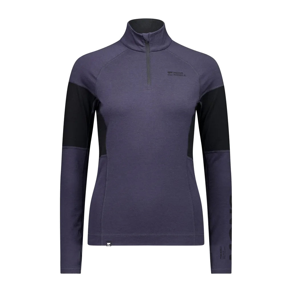 Olympus Merino Base Layer 1/4 Zip Long Sleeve - 9 Iron/Black