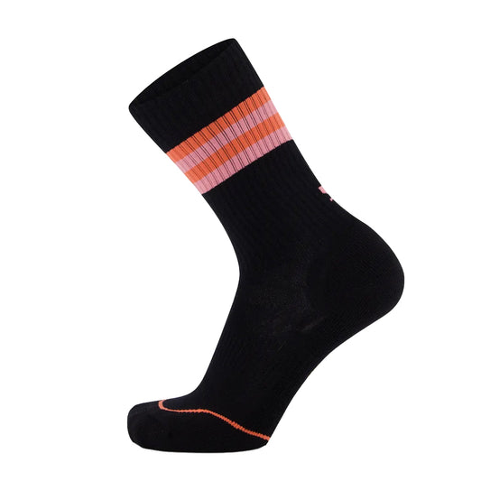 Signature Merino Crew Sock - Black/Flamingo/Sun Orange