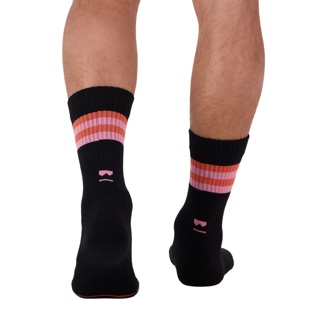 Signature Merino Crew Sock - Black/Flamingo/Sun Orange