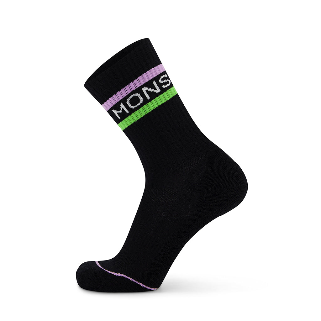 Signature Merino Crew Sock - Black/Lime/Pastel Purple