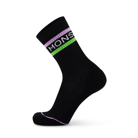 Signature Merino Crew Sock - Black/Lime/Pastel Purple