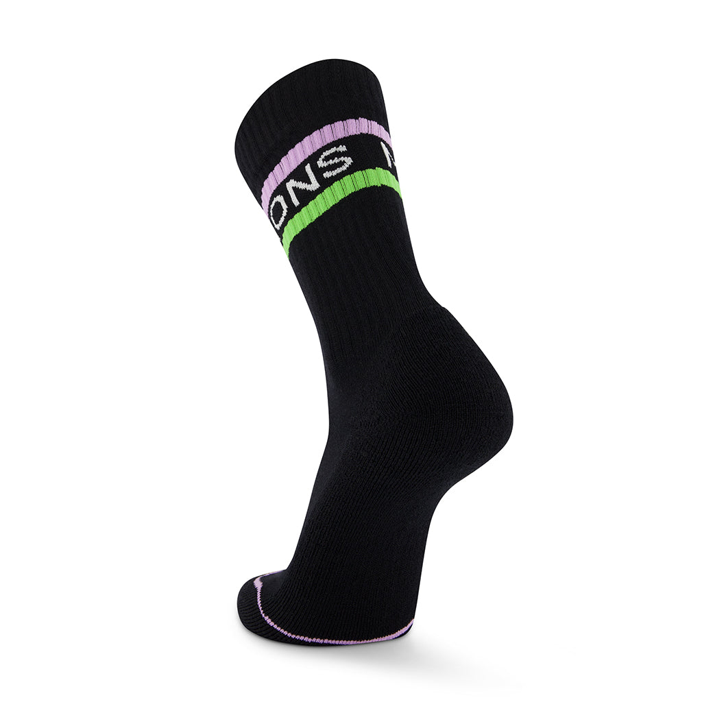 Signature Merino Crew Sock - Black/Lime/Pastel Purple