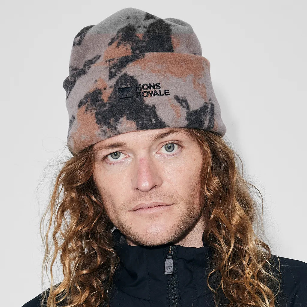 Pileup Wool Fleece Beanie - Mtn Camo Orange