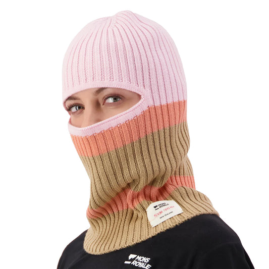 Innsbruck Merino Knit Balaclava - Pink/Tan