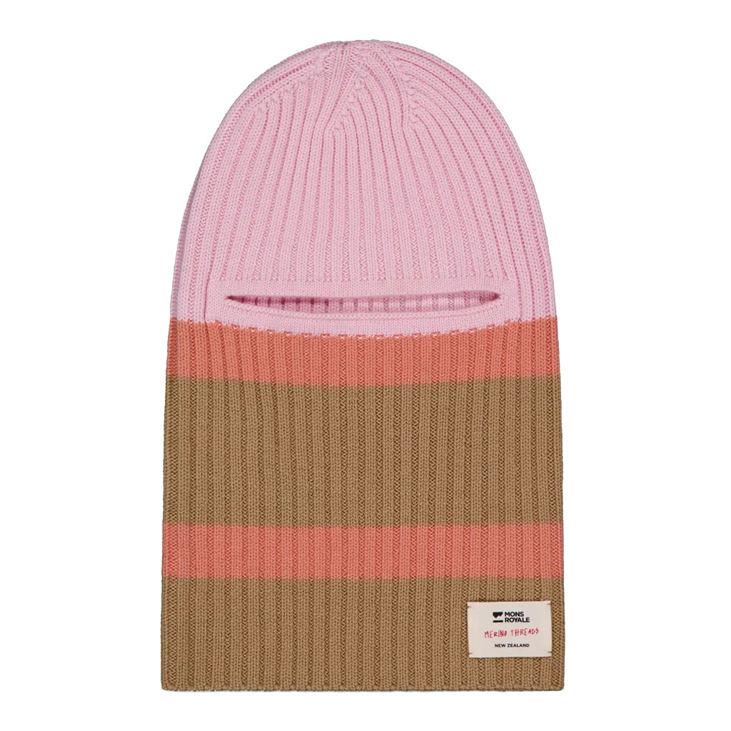 Innsbruck Merino Knit Balaclava - Pink/Tan