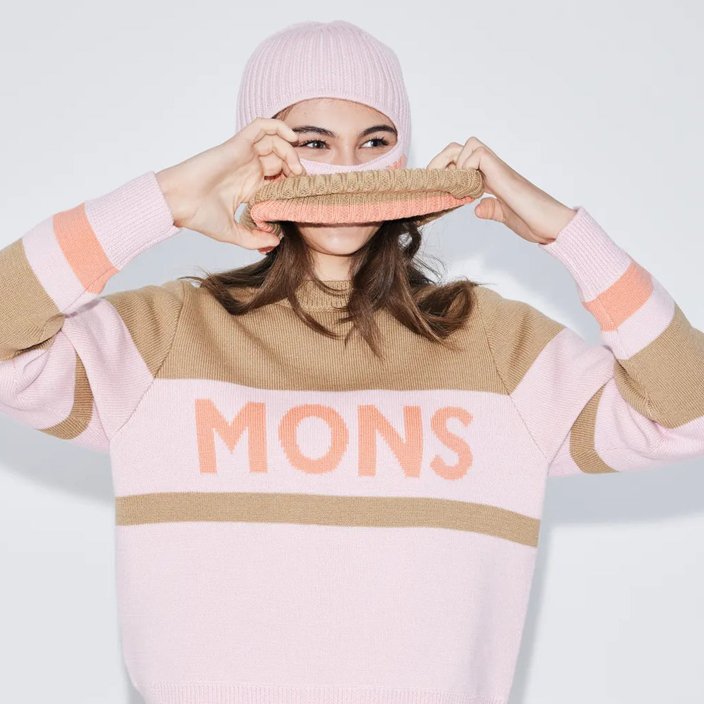 Innsbruck Merino Knit Balaclava - Pink/Tan