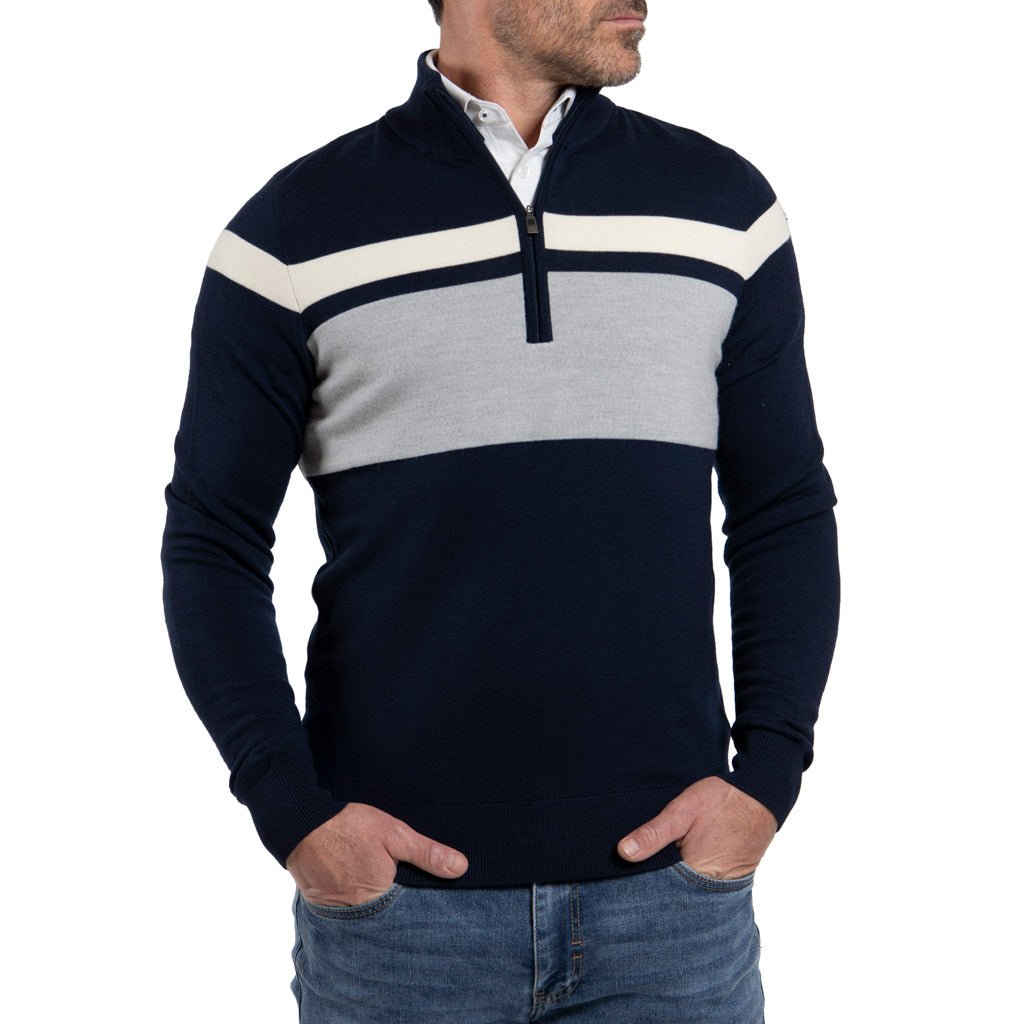 Men Stripe Sweater HZ KJUS Navy/Cream SAMPLE