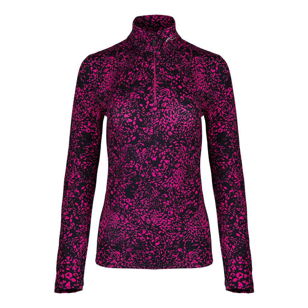 Women Motion Print Half-Zip Magenta/Black