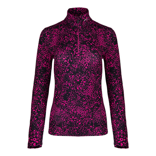 Women Motion Print Half-Zip Magenta/Black