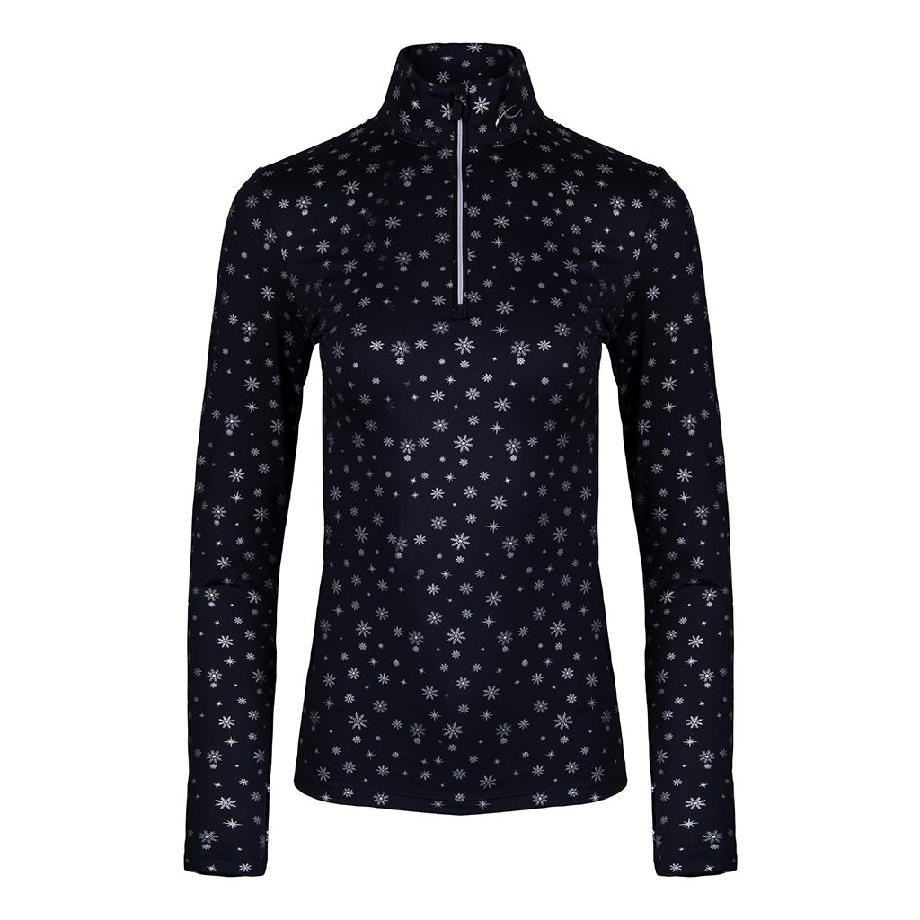 Women Motion Print Half-Zip Deep Space Silver