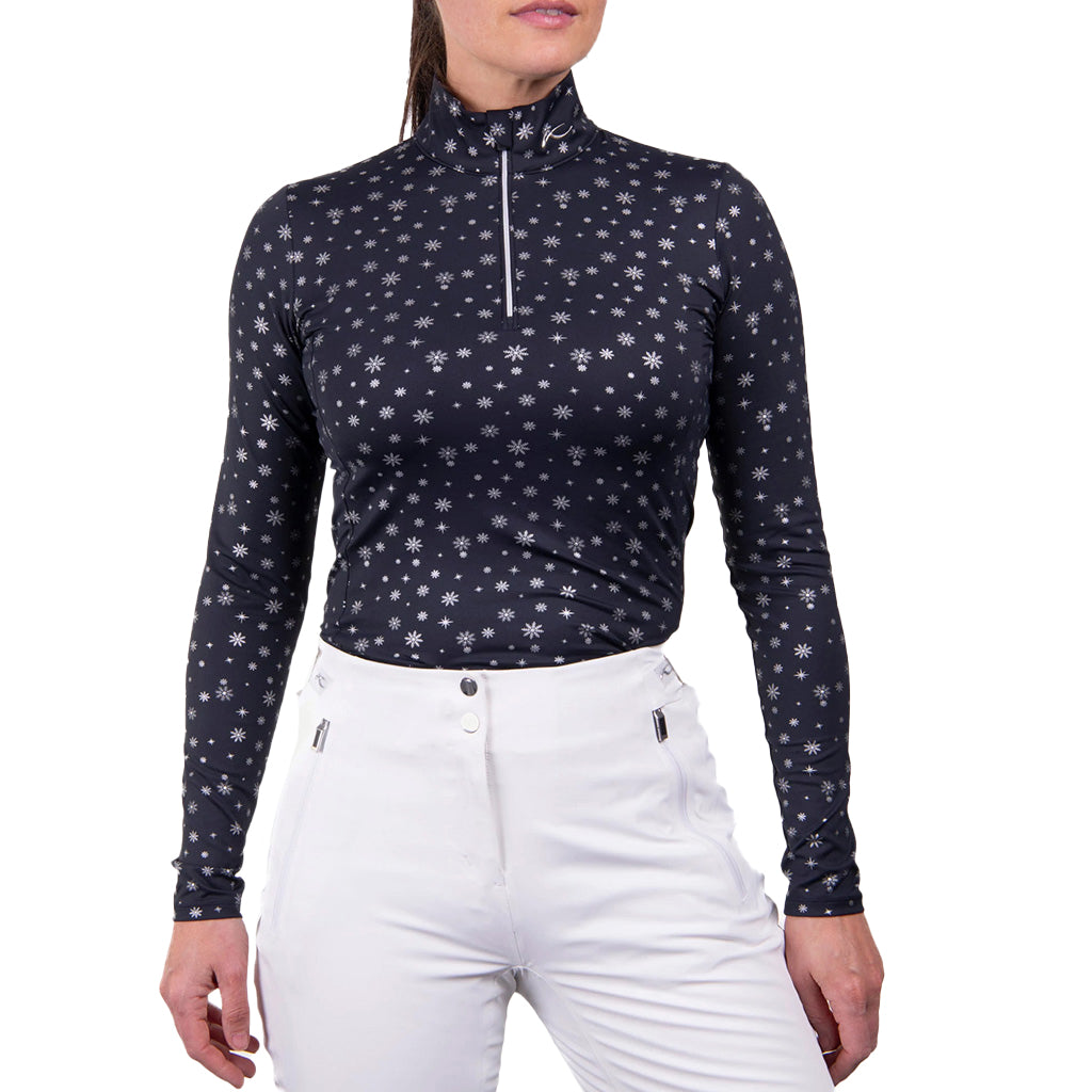 Women Motion Print Half-Zip Deep Space Silver