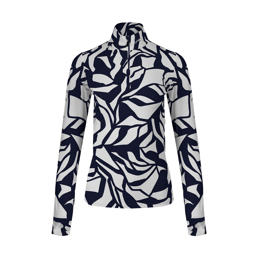 Women Motion Print Half-Zip KJUS NVY/WHT SAMPLE