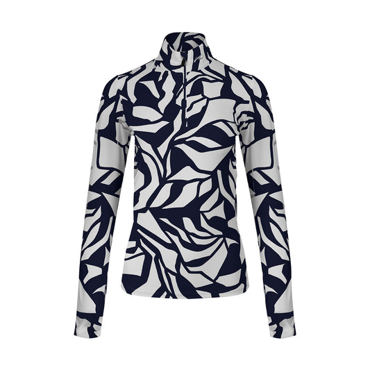 Women Motion Print Half-Zip KJUS NVY/WHT SAMPLE