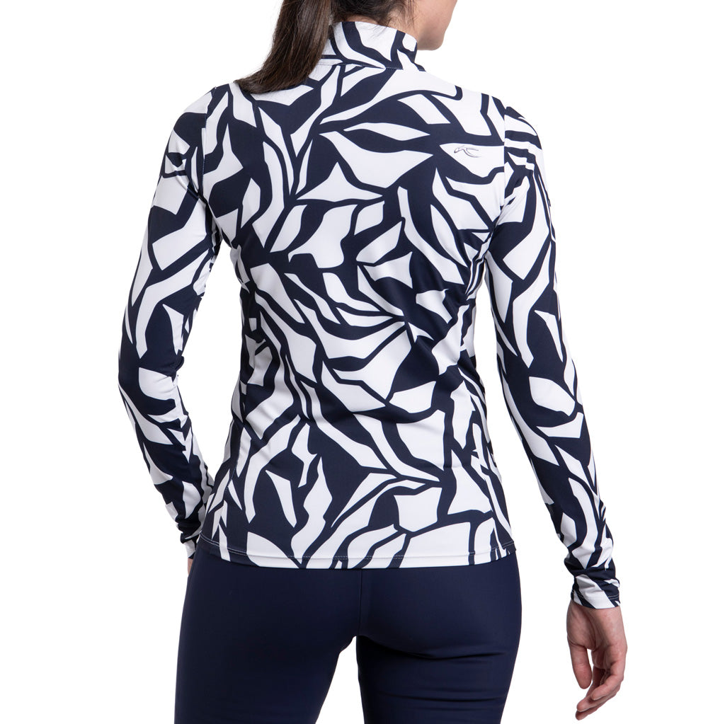 Women Motion Print Half-Zip KJUS NVY/WHT SAMPLE