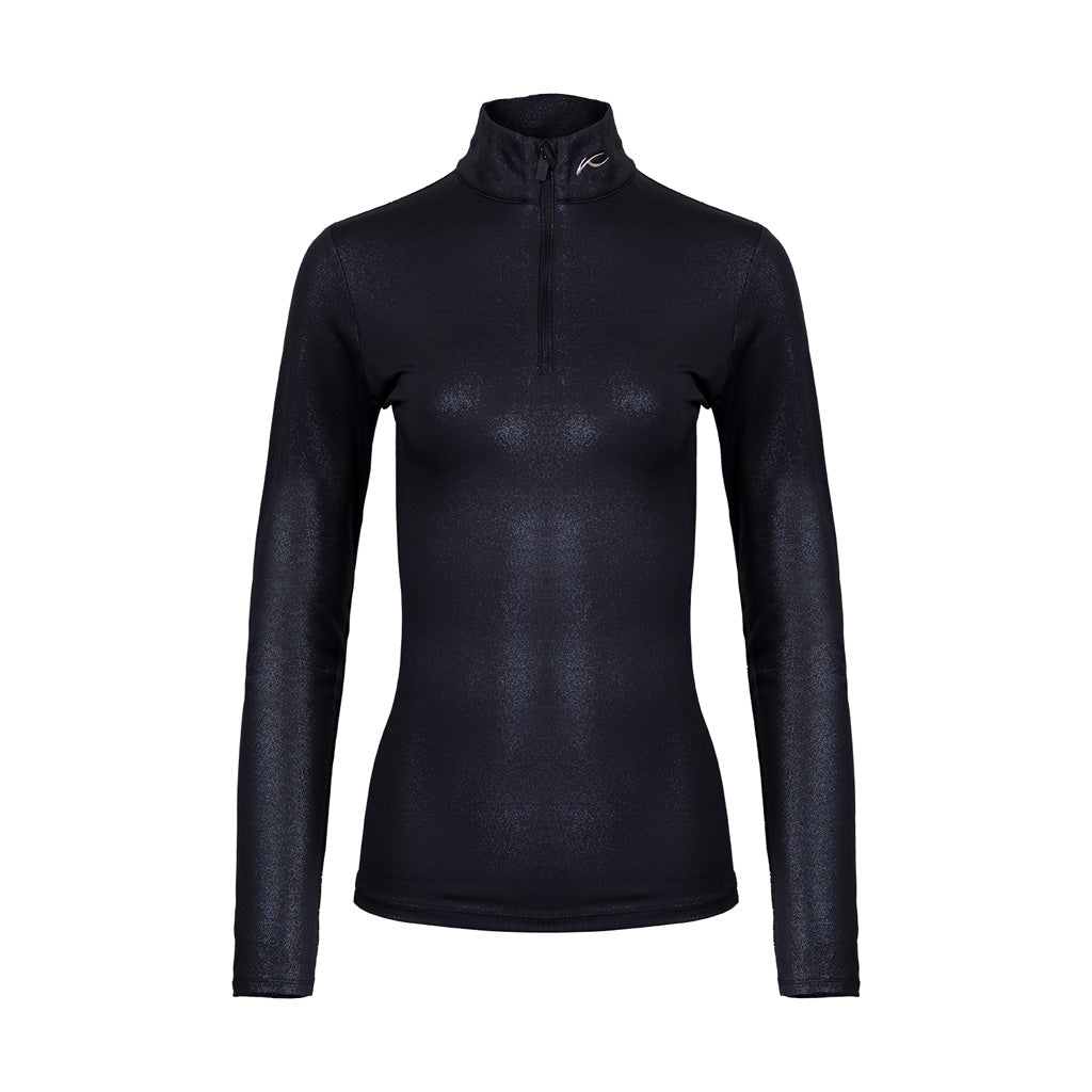 Women Motion Print Half-Zip Black SAMPLE