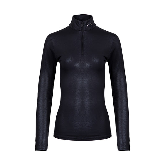 Women Motion Print Half-Zip Black SAMPLE