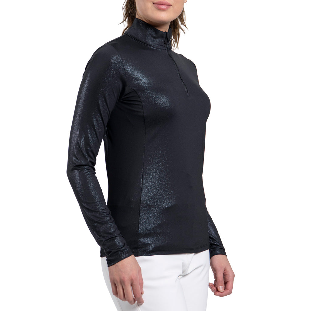 Women Motion Print Half-Zip Black SAMPLE