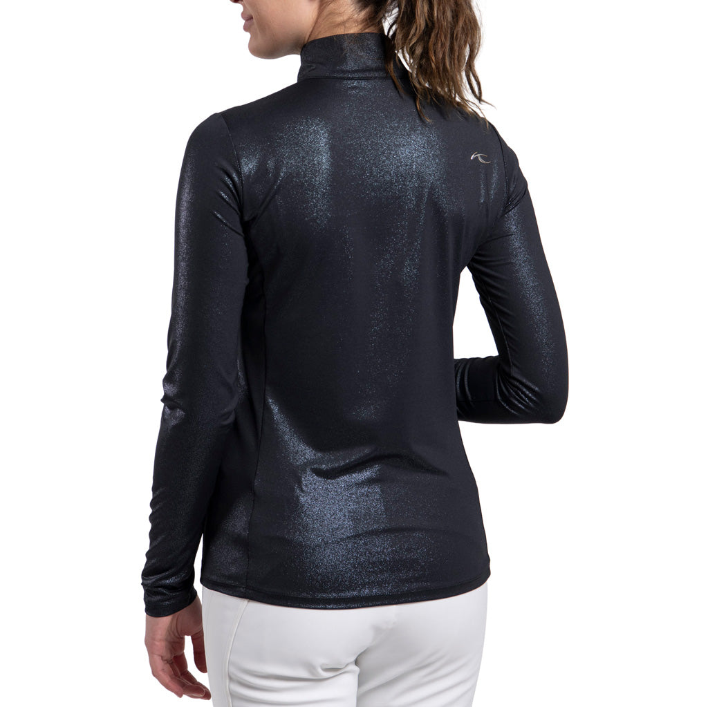 Women Motion Print Half-Zip Black SAMPLE