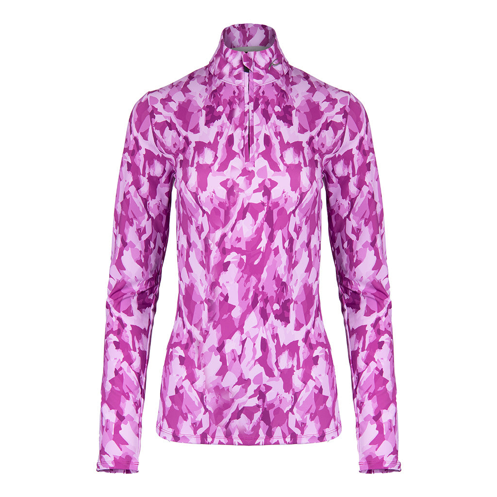 Women Motion Print Half-Zip Mulberry Sample