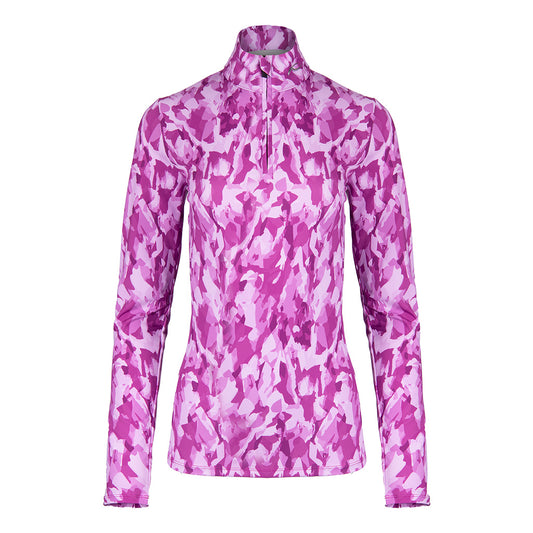 Women Motion Print Half-Zip Mulberry Sample