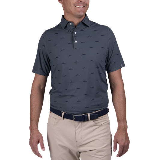 Men Golfer Polo S/S - Green Smoke/Atlanta Blue