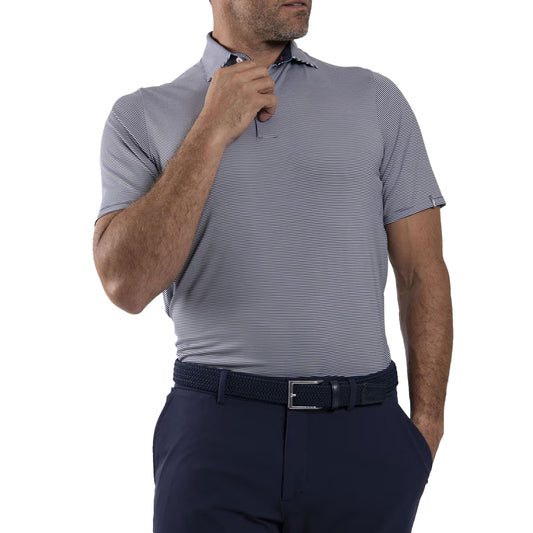Men Soren Stripe Polo S/S - Atlanta Blue/White