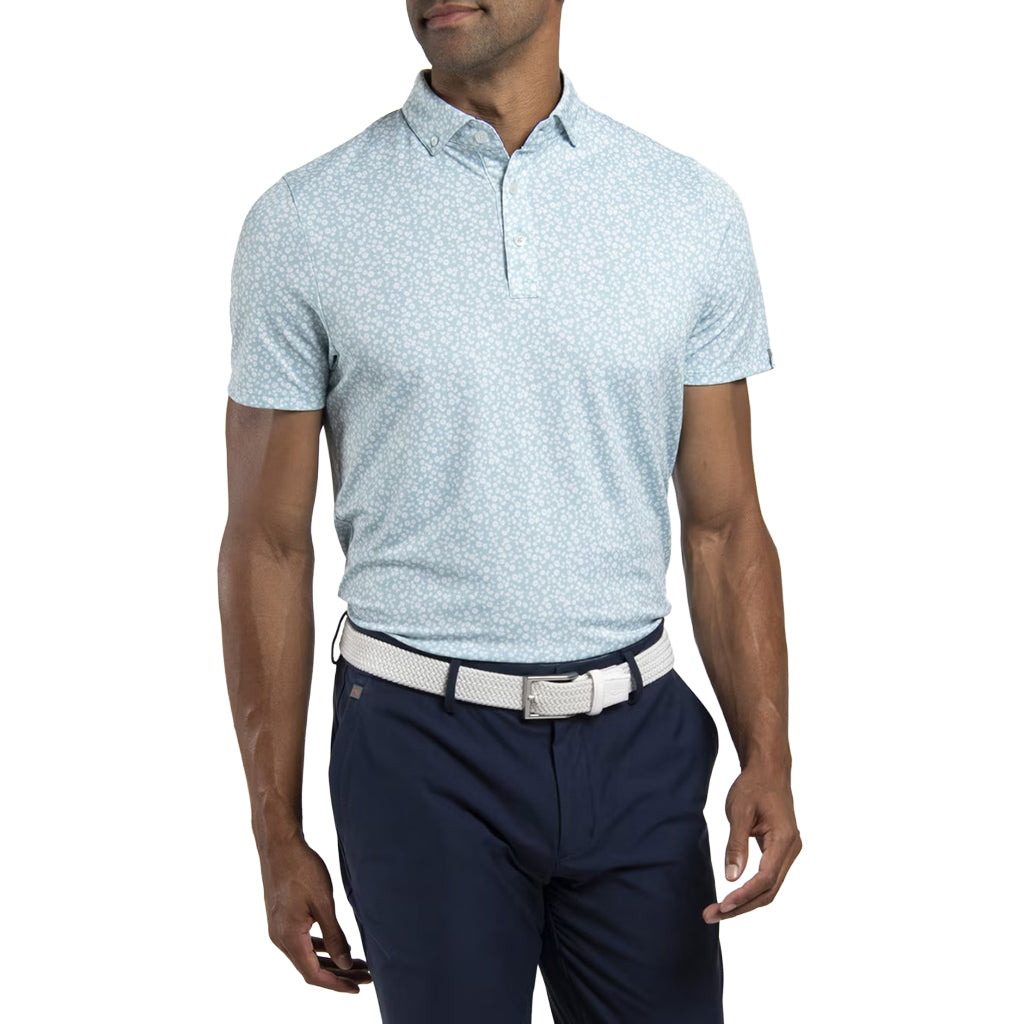 Men Lance Printed Polo S/S - Riverbank/White